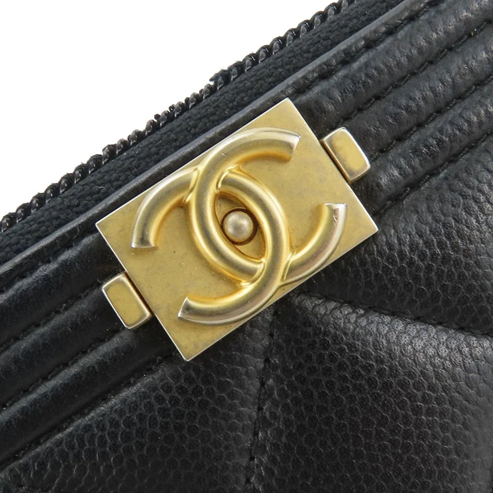 CHANEL Black Caviar Leather Wallet
